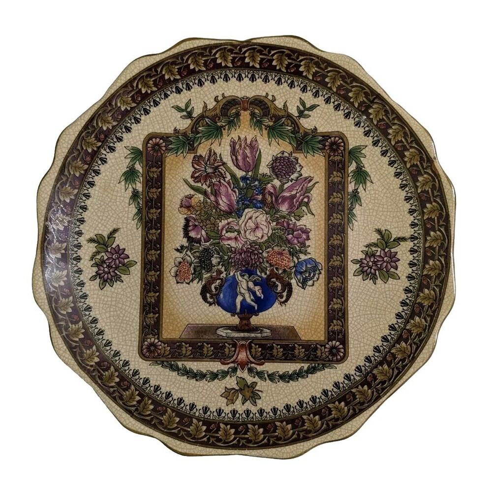Spanish vintage classic pottery dessert serving tray plate New Floral Angel
